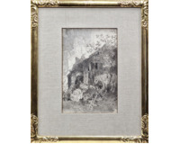 Kůň před chýší