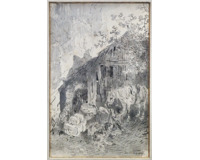 Kůň před chýší