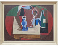 Kubistické zátiší s lahví vína Kubistické zátiší s lahví vína