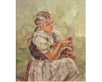 Dívka s košíkem švestek