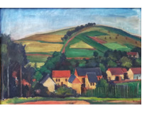 Pohled od Rabasova domu a Krušovická pole v zimě