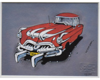 Červené auto v šedém pozadí
