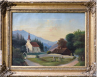 Romantická krajina s kostelíkem