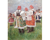 Krojované dívky na louce