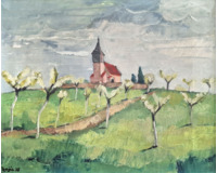 Francouzská krajina s kostelem