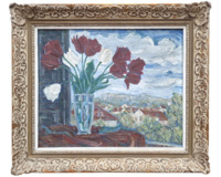 Tulipány před oknem