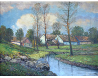 Říčka ve vesnici - velký formát