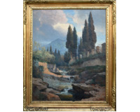 Italská krajina s cypřiši a bystřinou Italská krajina s cypřiši a bystřinou