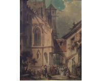 Svatební průvod před Kostelem sv. Sebalda v Norimberku