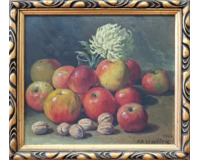 Zátiší s jablky a ořechy