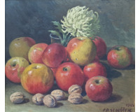 Zátiší s jablky a ořechy